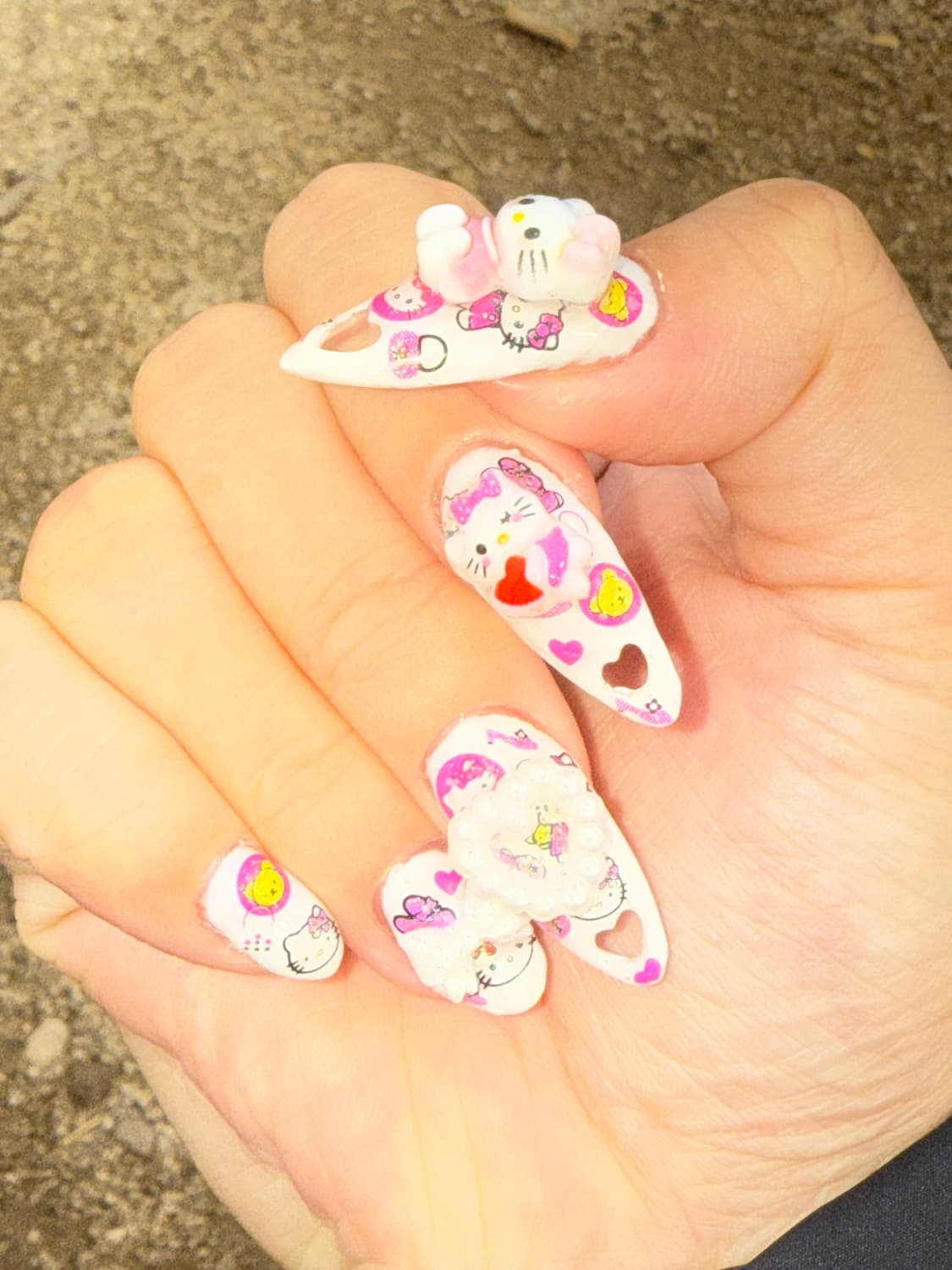 화이트 키티 수제네일팁 상품이미지2