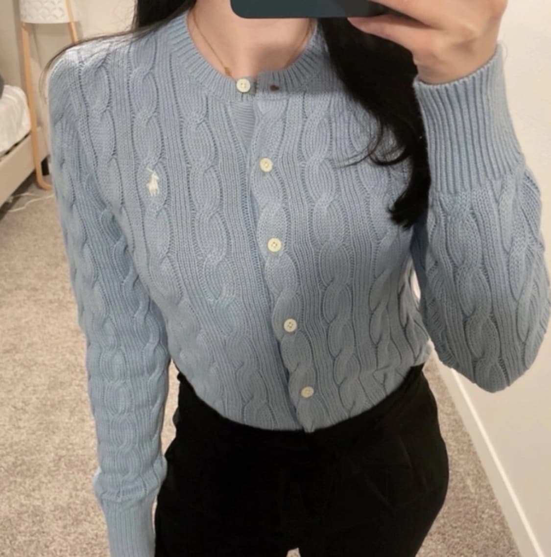 폴로 우먼 케이블 꽈배기 가디건 소라 M 상품이미지4