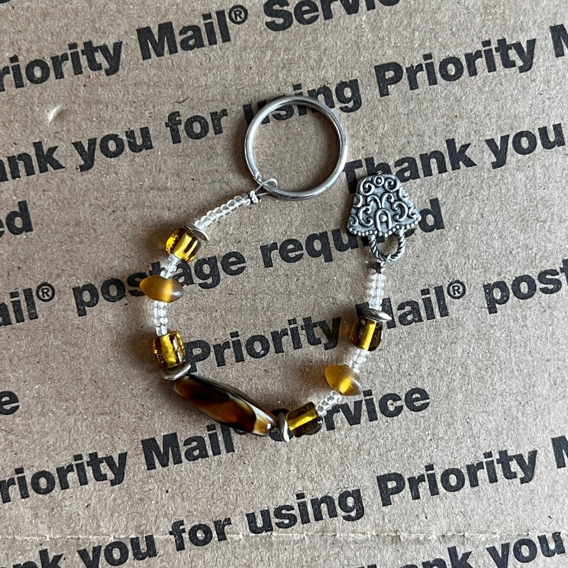 90s vtg Beaded Bracelet Keyring 상품이미지1