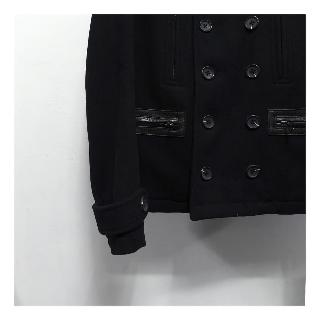 [46] SHELLAC 쉘락 블랙 더블버튼 레더 포켓 아티잔 나폴레옹자켓 상품이미지7