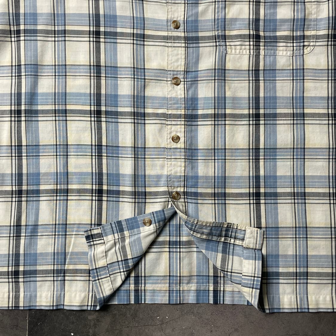 DICKIES 디키즈 빈티지 블루 체크 반팔 워크 셔츠 A00979 상품이미지5
