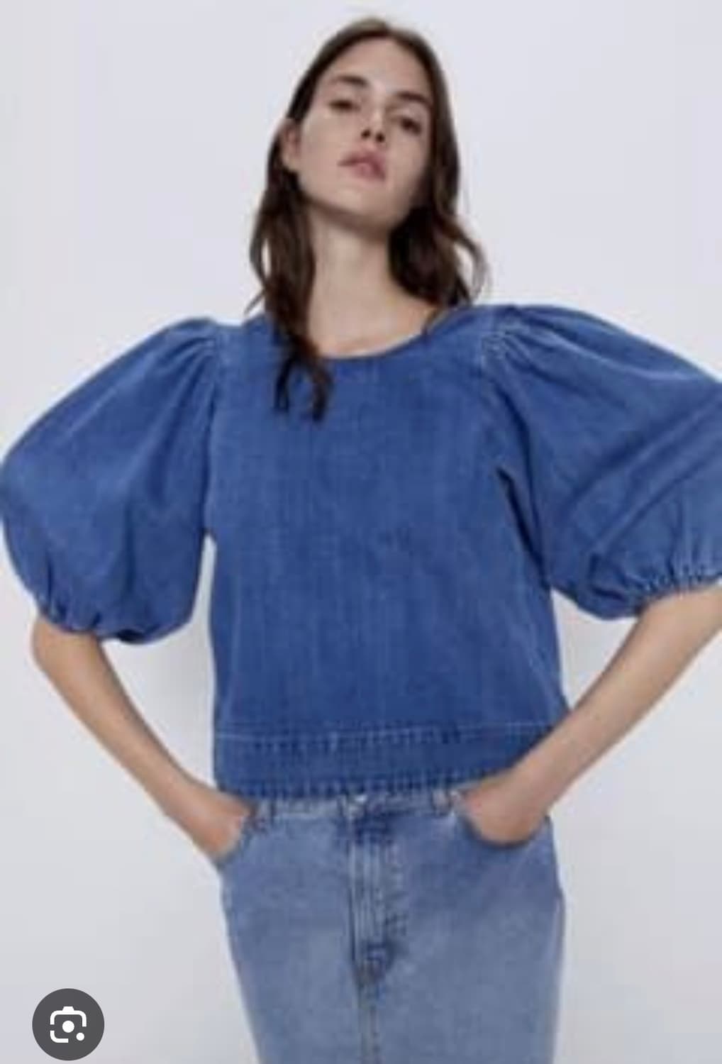 [ZARA] 자라 벌룬 소매 데님 블라우스 (반전 뒷태 상품이미지2