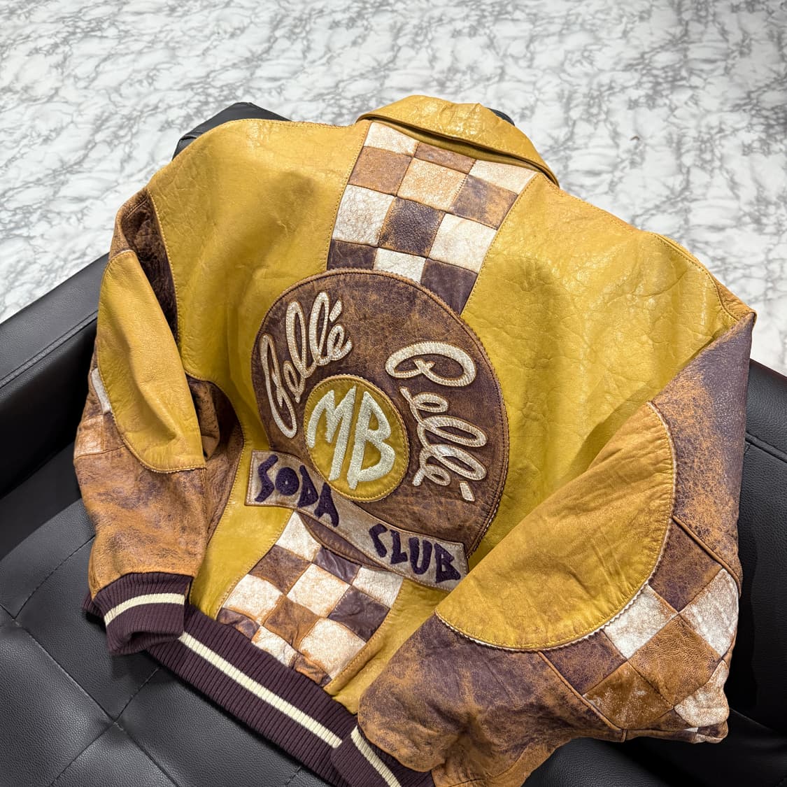 90s pelle pelle 펠레펠레 마크 뷰캐넌 양가죽 바시티 자켓 상품이미지1