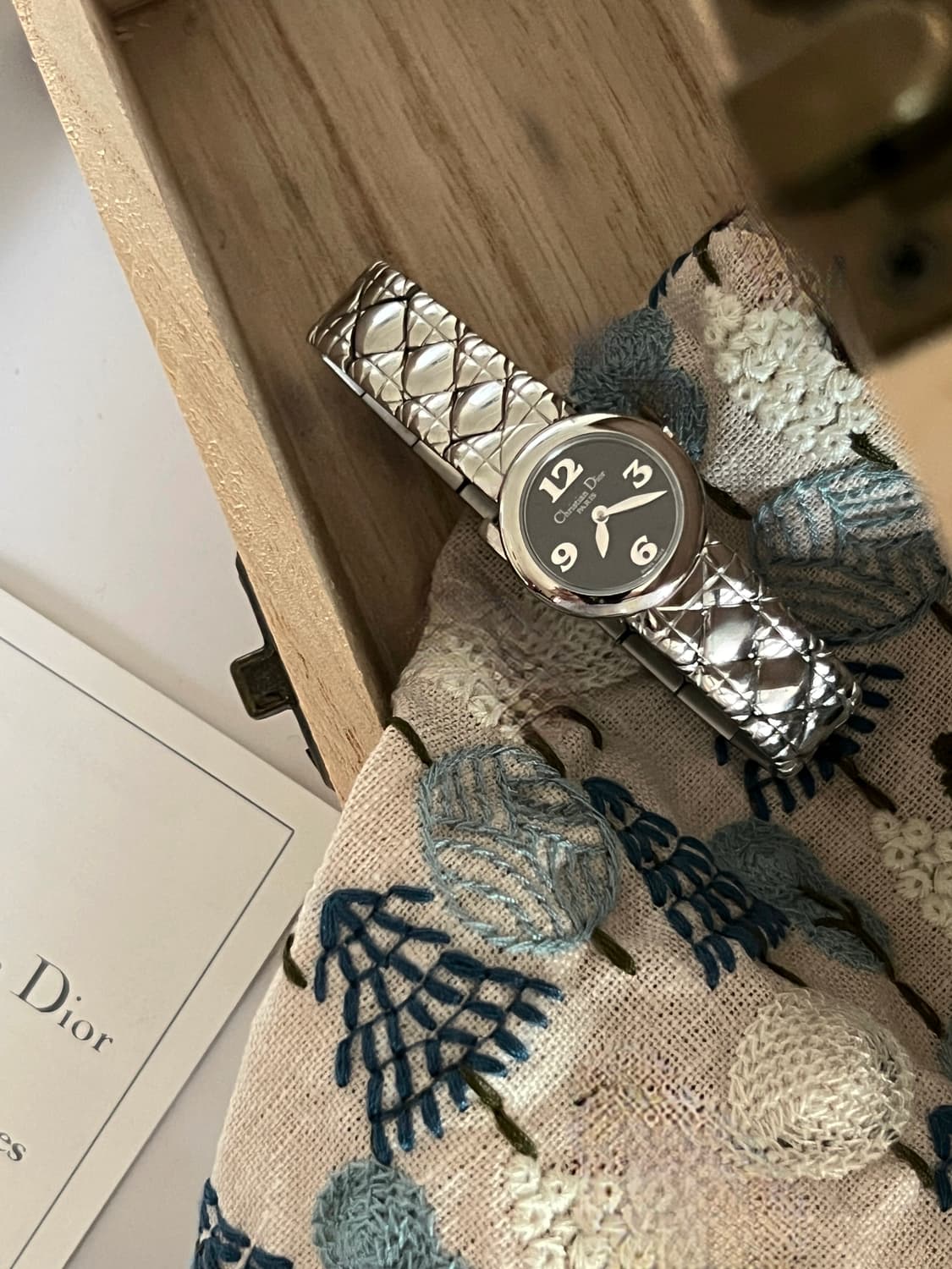 Christian Dior  까나쥬 패턴 브레이슬릿 블랙 다이얼 디올 시 상품이미지1