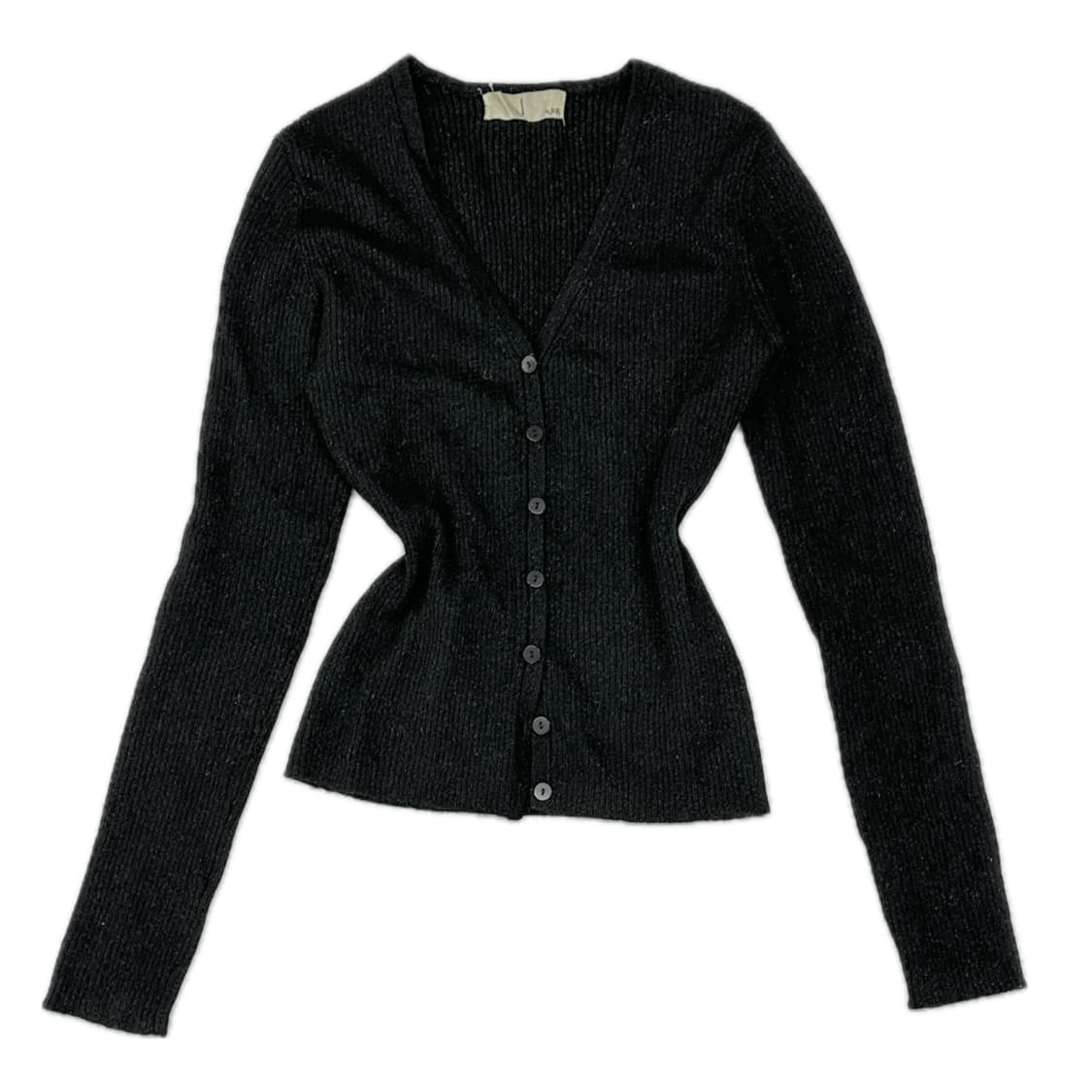 J&R 고스로리 공겜여주 지뢰계 블랙 슬림핏 골지 가디건  상품이미지2