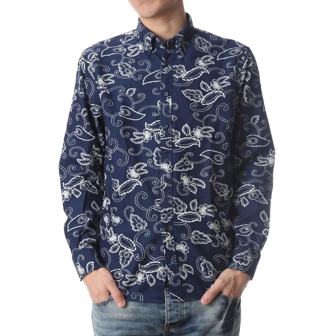 타미힐피거 페이즐리 패턴 셔츠 리얼 인디고 남성 95~100 상품이미지1