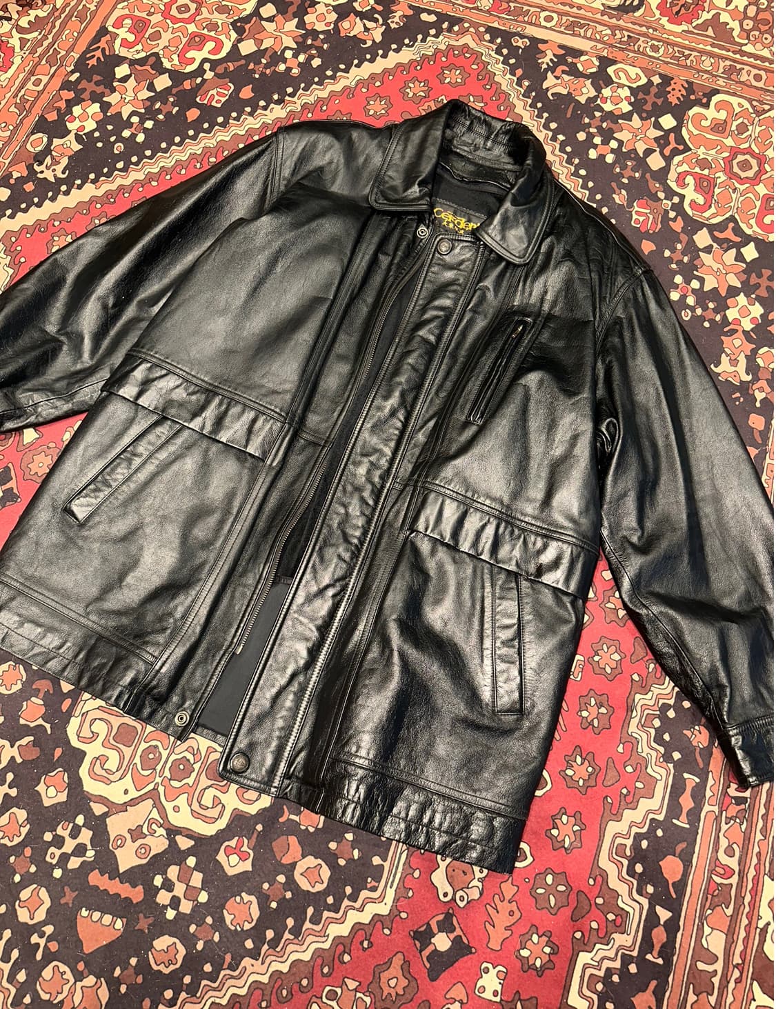 ( L-XL ) 가죽코트 가죽카코트 레더자켓 빈티지가죽 바이커자켓 상품이미지2