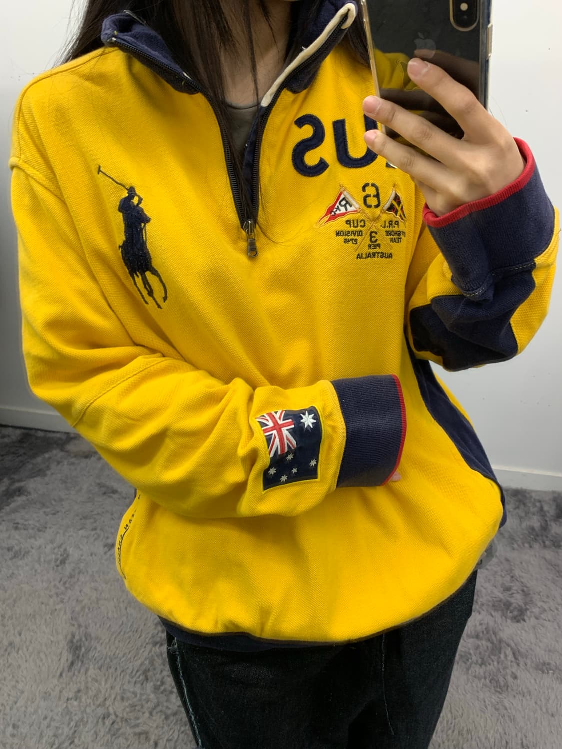 폴로 빅포니 레이싱 옐로우 하프집업 상품이미지1