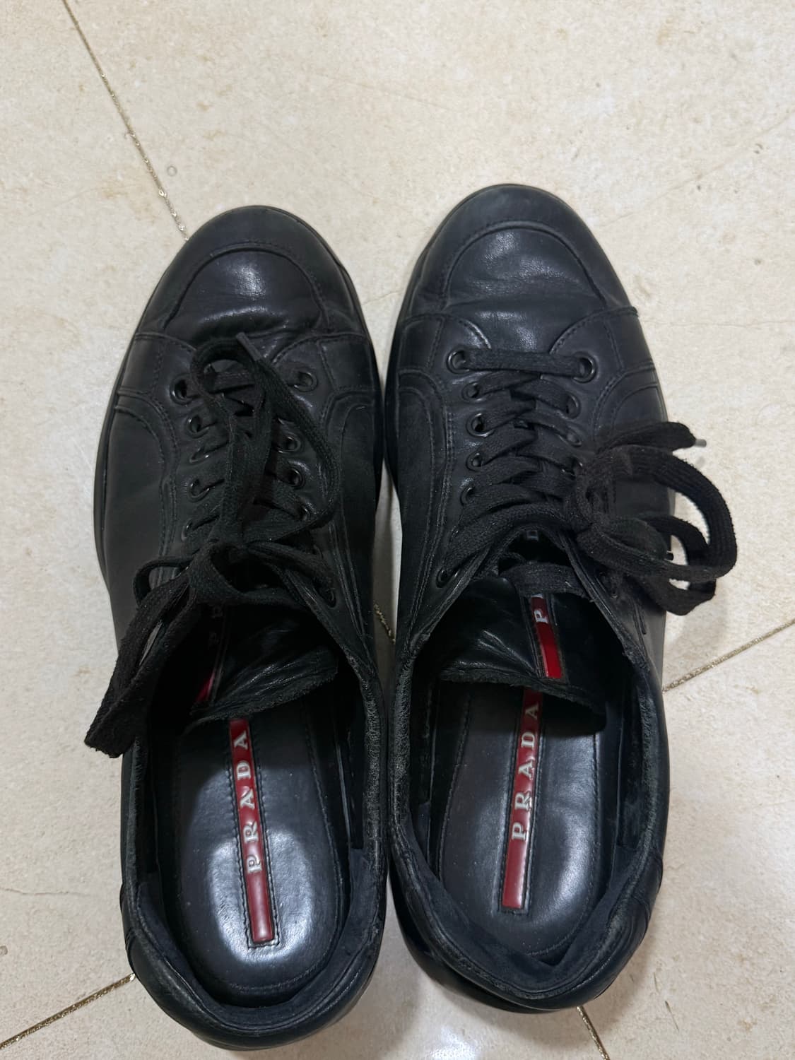 [275] 프라다 스포츠 로고 블랙 레더 스니커즈 상품이미지2