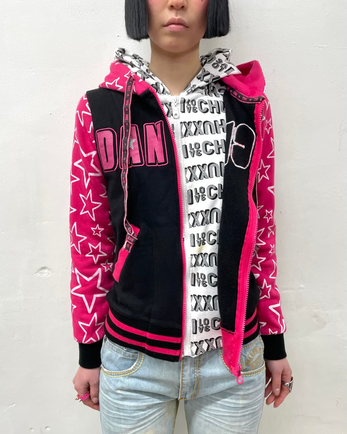 Dancer Pink Star Layered Star Hooded Zip 상품이미지4