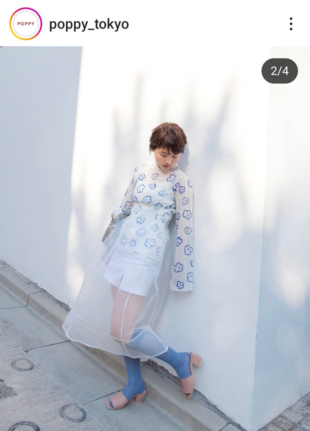 (새상품) Poppy Tokyo 플라워 시스루 탑 블라우스 상품이미지3