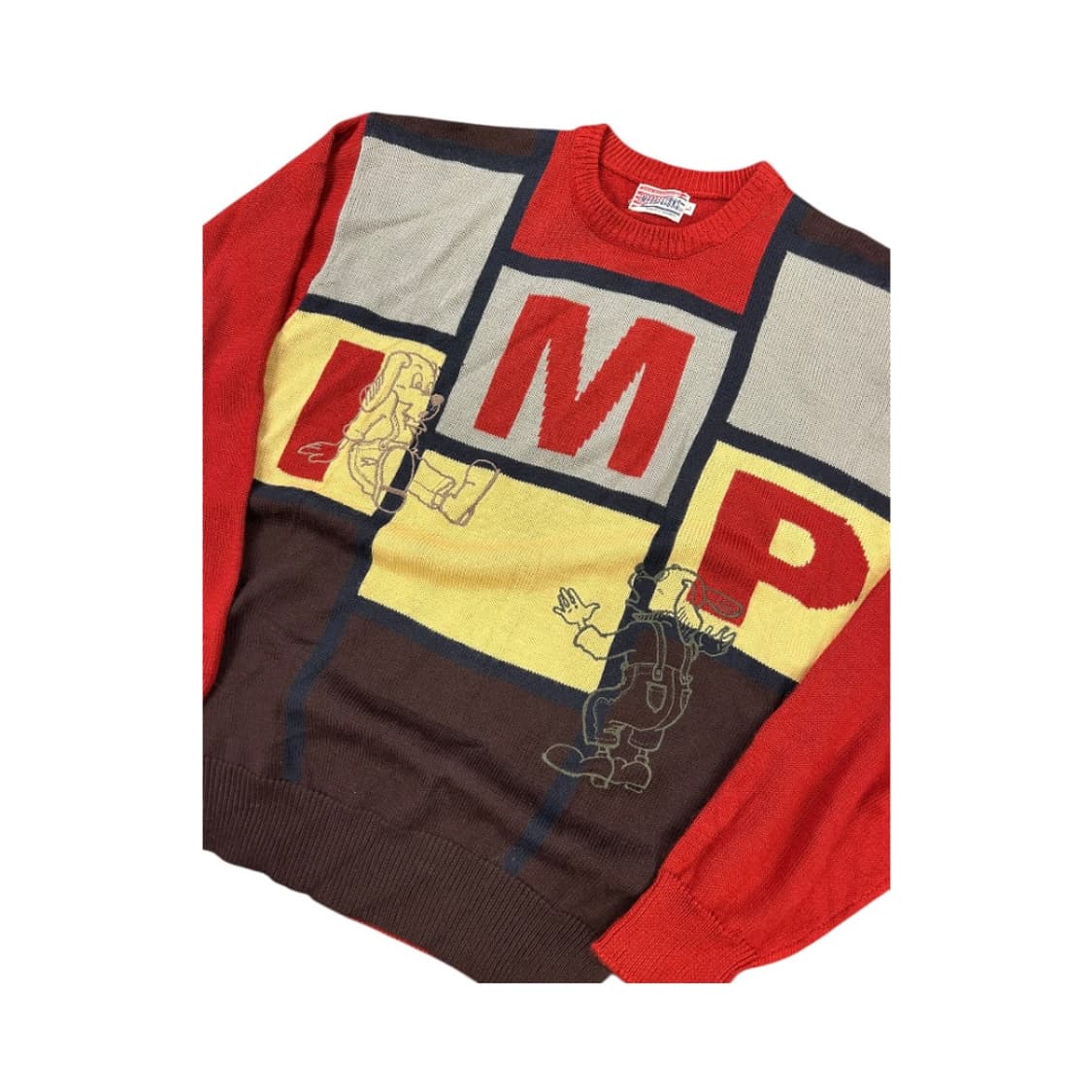 L) 레드 컬러블록 캐릭터 그래픽 니트 TK-032 상품이미지2