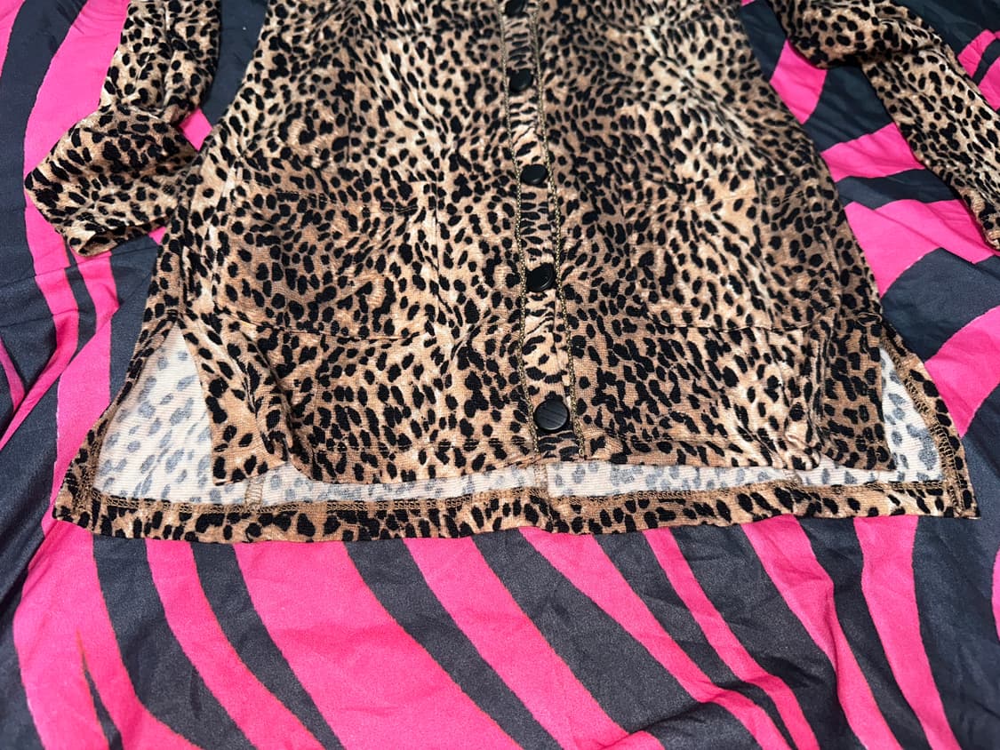 빈티지 호피 레오파드 갸루 오네갸루 가디건 상품이미지3