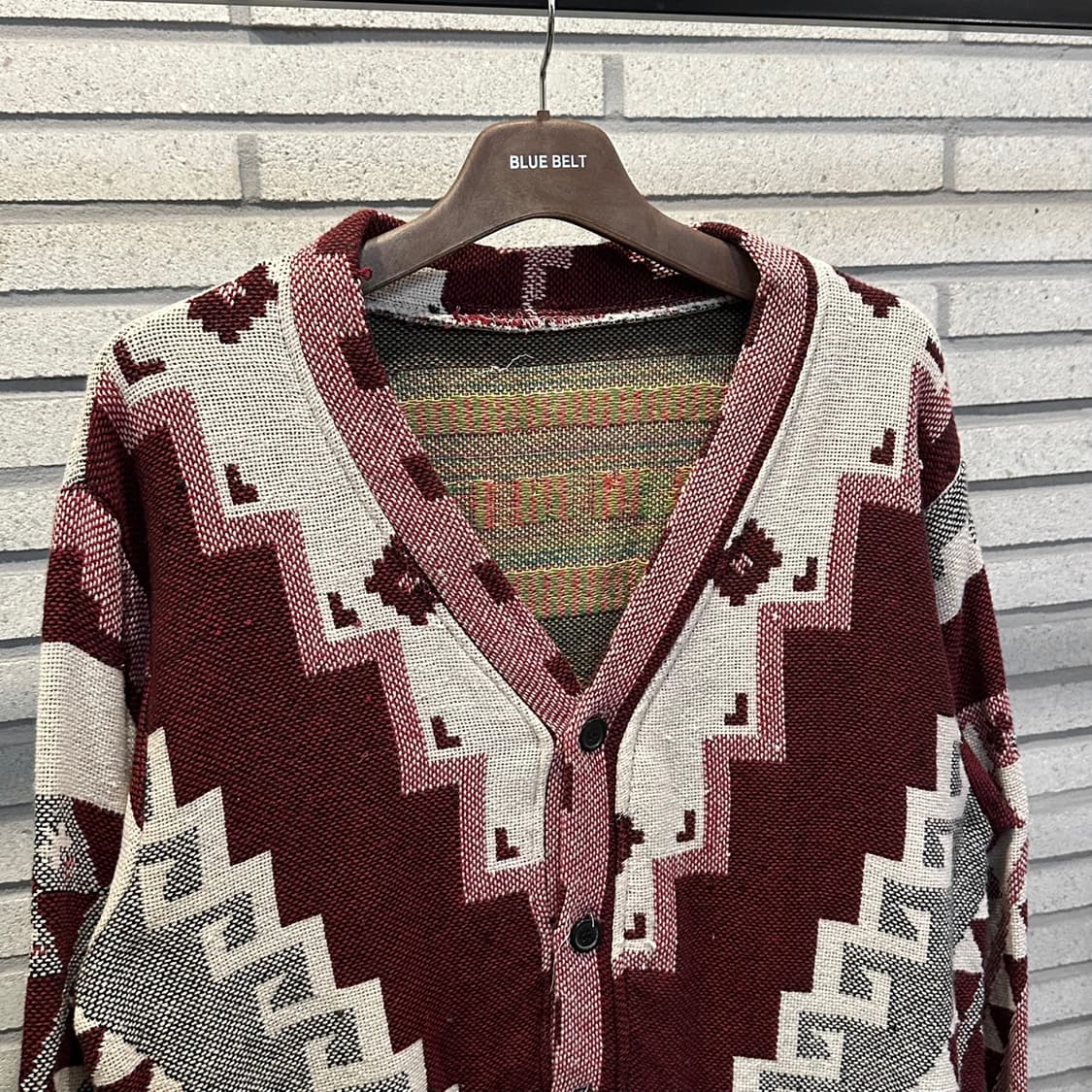 USA VINTAGE 러그 블랭킷 리메이크 가디건 아즈텍 패턴 레드 상품이미지4