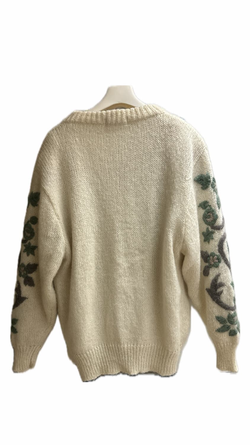 아이보리 플라워 빈티지 니트 가디건 상품이미지2