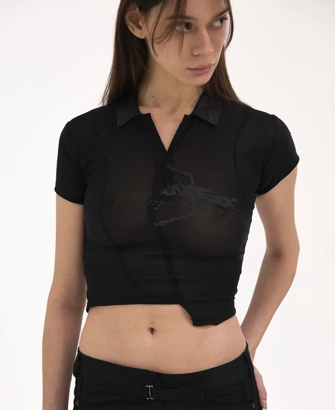 에이시넥틱스 카라 시스루 언발 반팔 상품이미지3