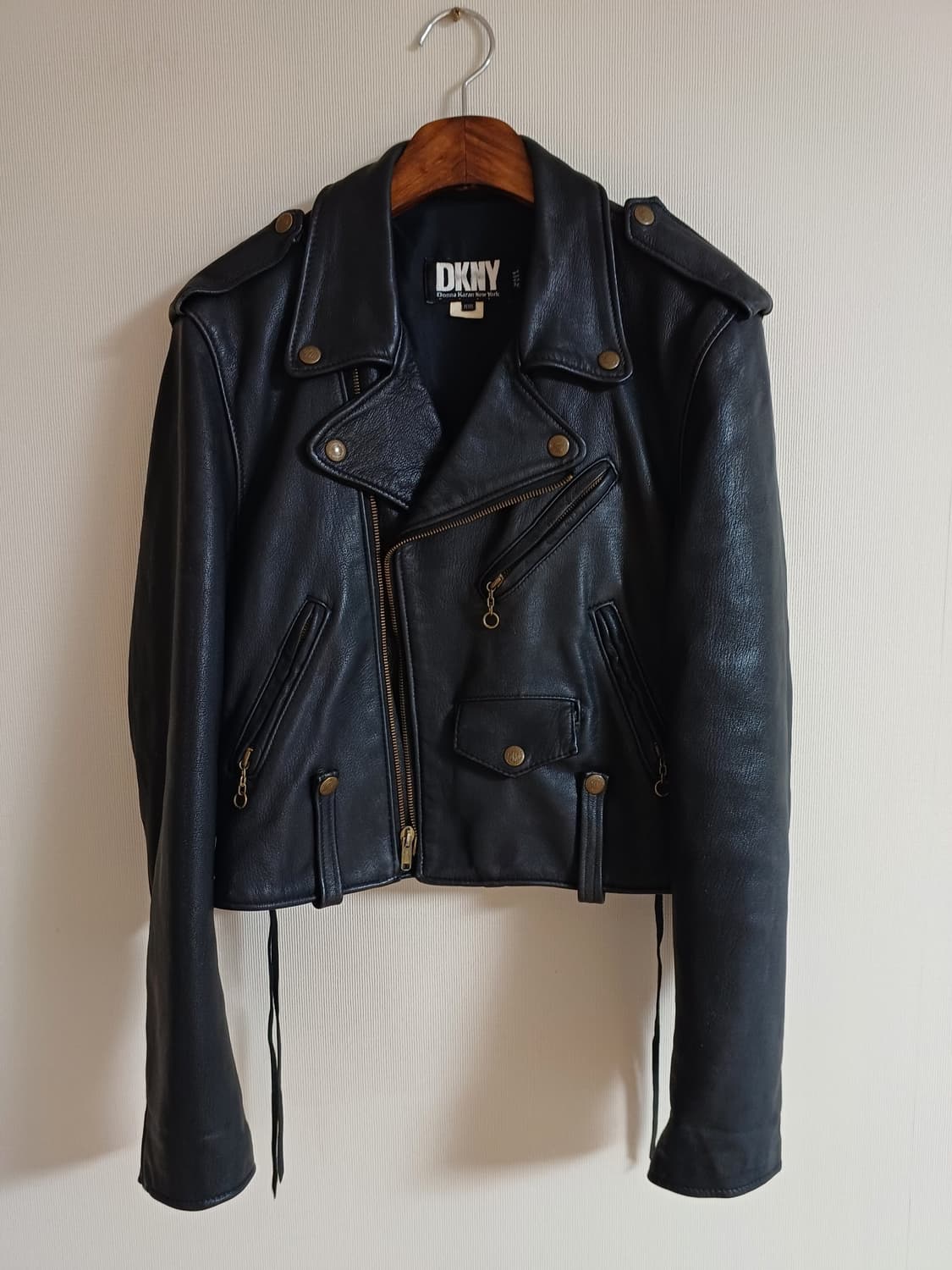 90s DKNY 가죽 라이더 레더자켓 블랙 생로랑 셀린느 에디슬리먼 상품이미지2