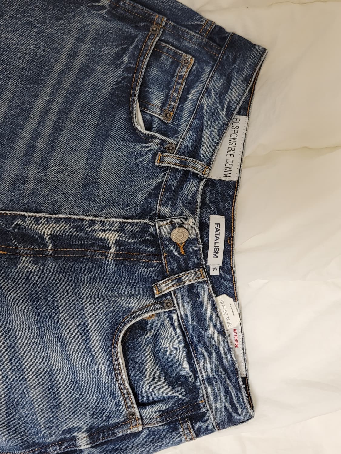 [44] 페이탈리즘 #0314 크랙 워싱 와이드 데님 상품이미지4