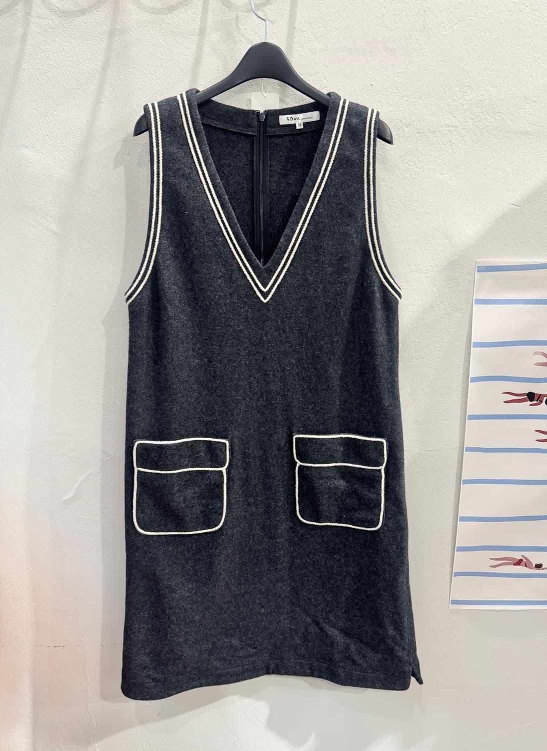 vintage V파이핑 미니멀 원피스 상품이미지1
