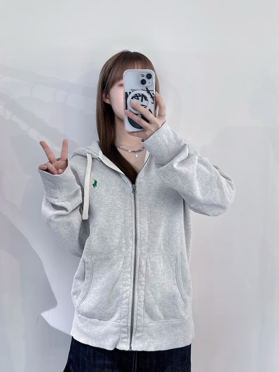 폴로랄프로렌 그린포니 라이트그레이 후드집업 상품이미지2