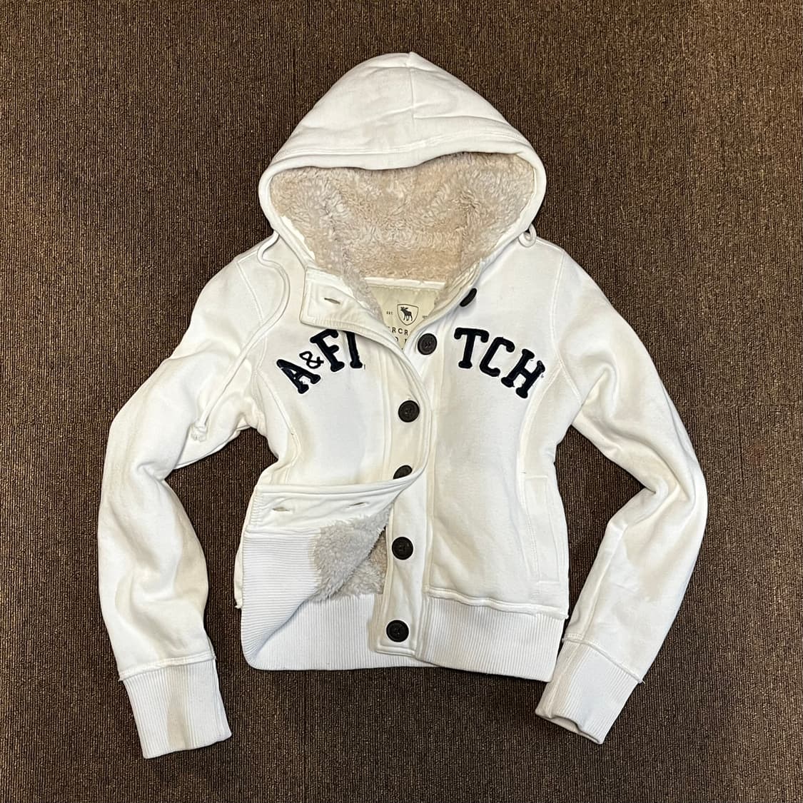 아베크롬비 y2k 화이트 양털 후드집업 S 상품이미지1