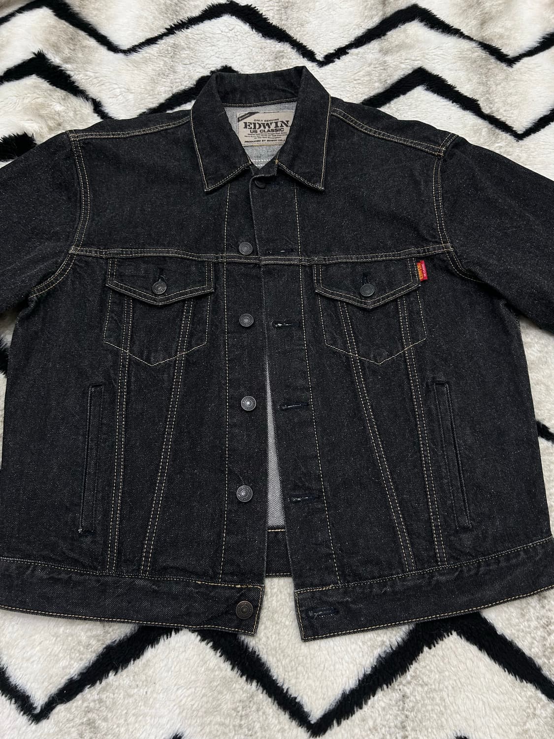 [XL]EDWIN 재팬 80s 클래식 데님 자켓/흑청 상품이미지3