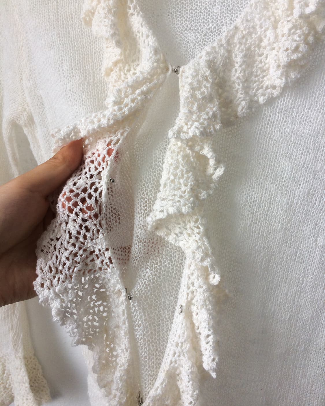 Ruffle crochet knit cardigan 상품이미지5