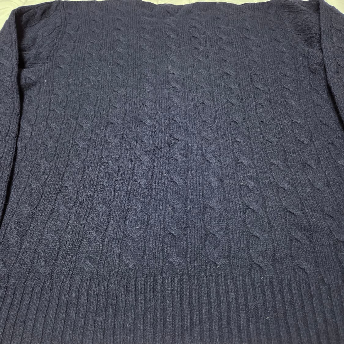 [L]폴로 울캐시미어 꽈배기니트 네이비 2회착 상품이미지8