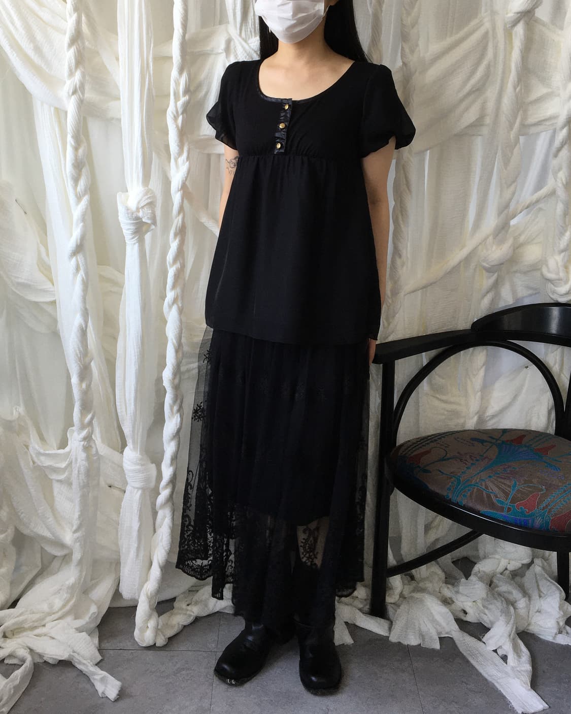 Henry neck puff blouse 상품이미지8