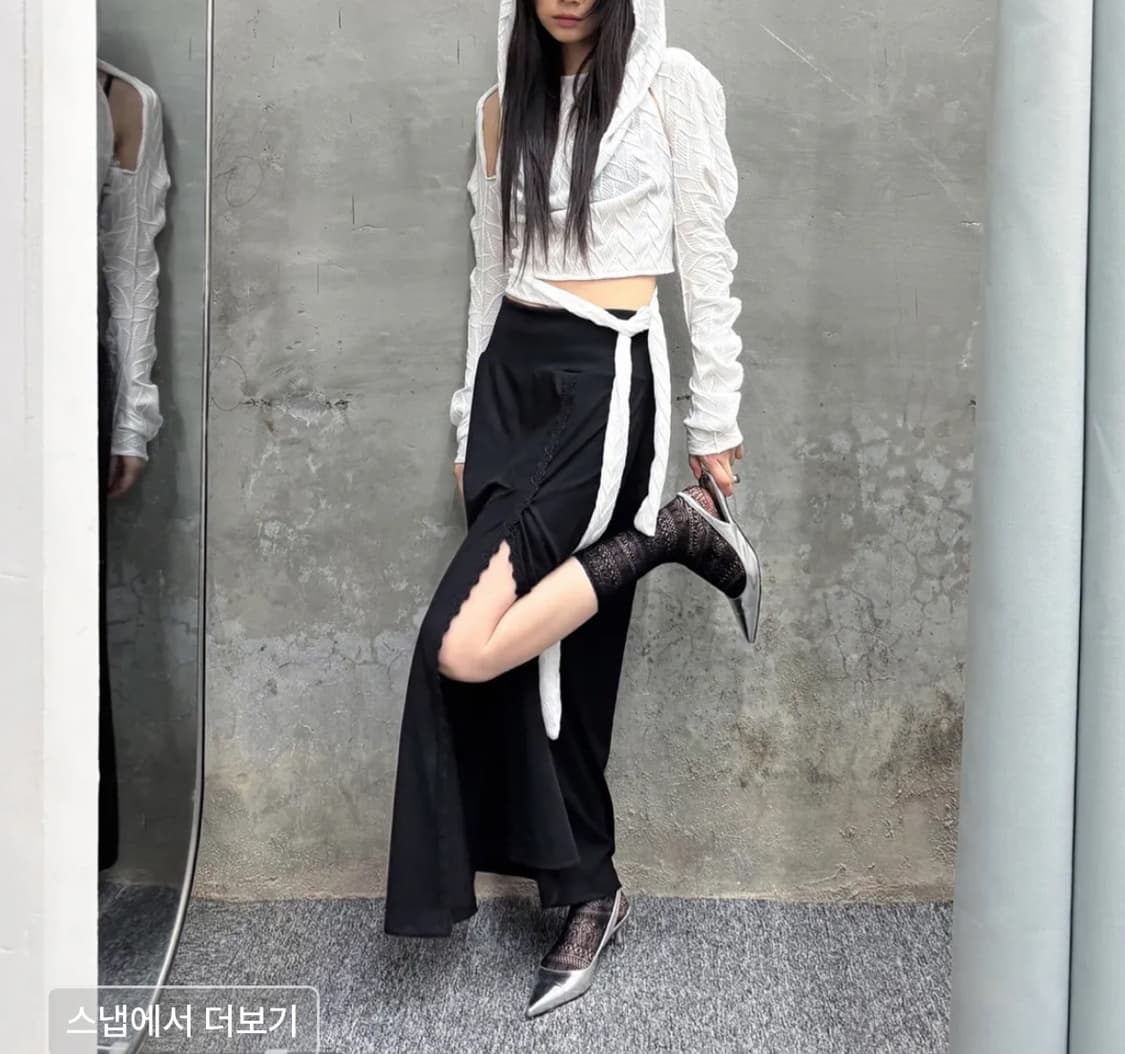 새상품) 0104 공일공사 레이스 롱스커트 블랙 상품이미지1