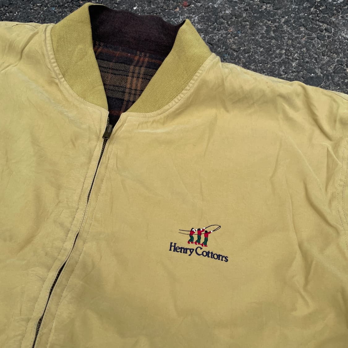 80s 헨리코튼 양면 유러피안 클래식 리버시블 체크 블루종 자켓 XL 상품이미지5