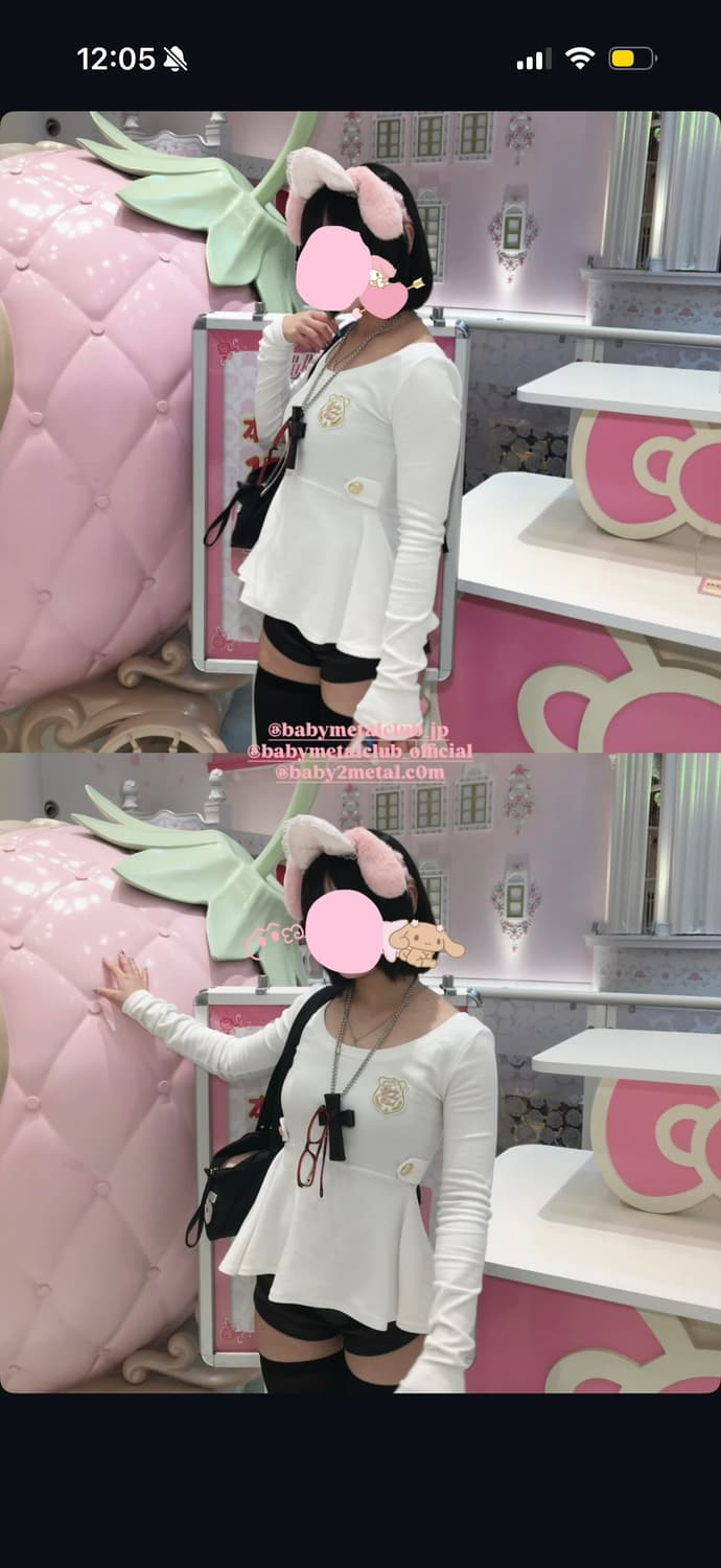 베이비메탈클럽 메구미 탑 플레어 긴팔티 히메갸루 U넥 골드금장로고 상품이미지5