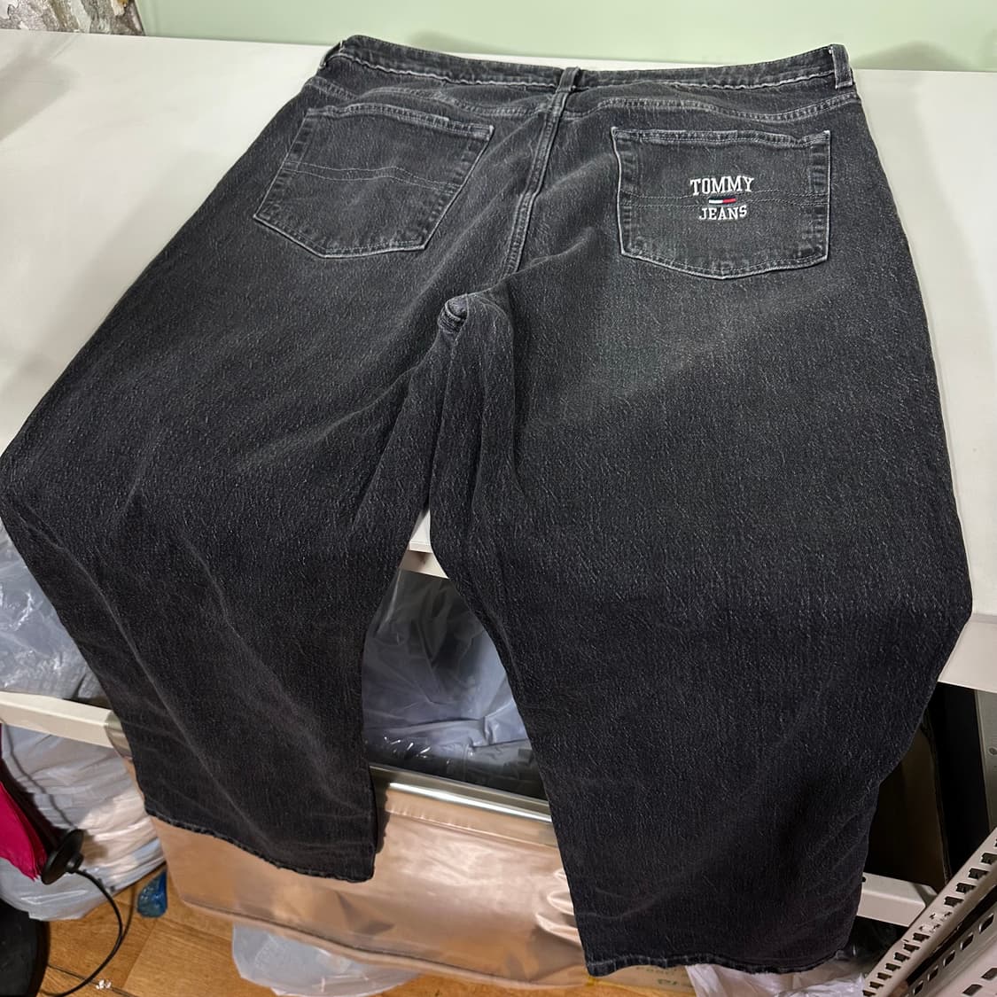 34 XL 타미진스 와이드핏 빈티지블랙워시드 데님팬츠 상품이미지6