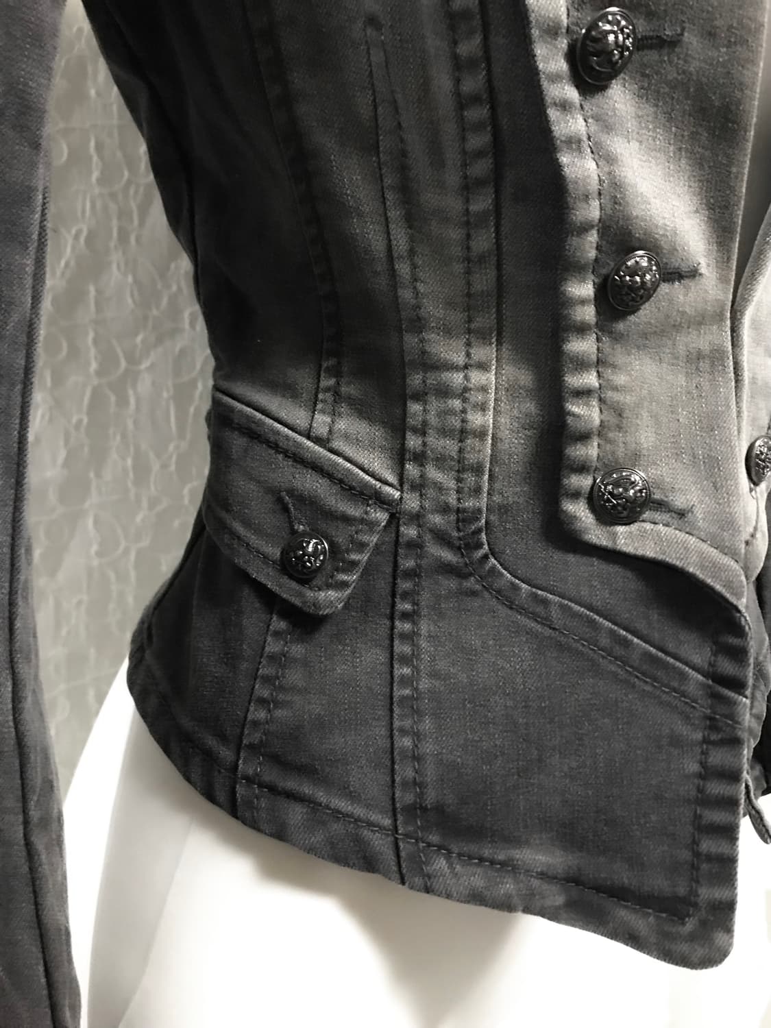 빈티지 아카이브 펑크 흑청 워싱 데님 나폴레옹 자켓 상품이미지5