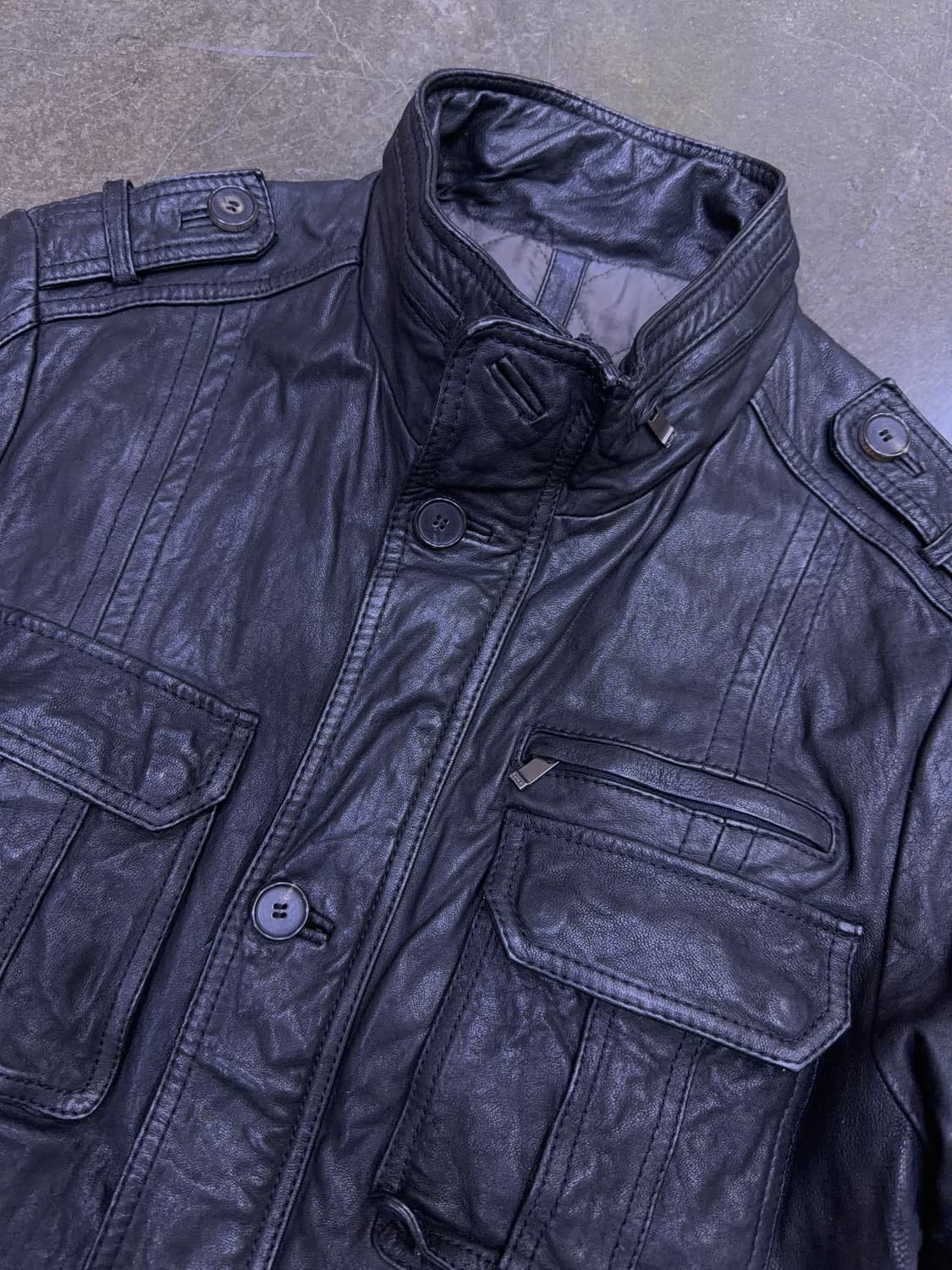 올젠 양가죽 4포켓 야상 디자인 사파리 견장 가죽자켓 100 상품이미지3