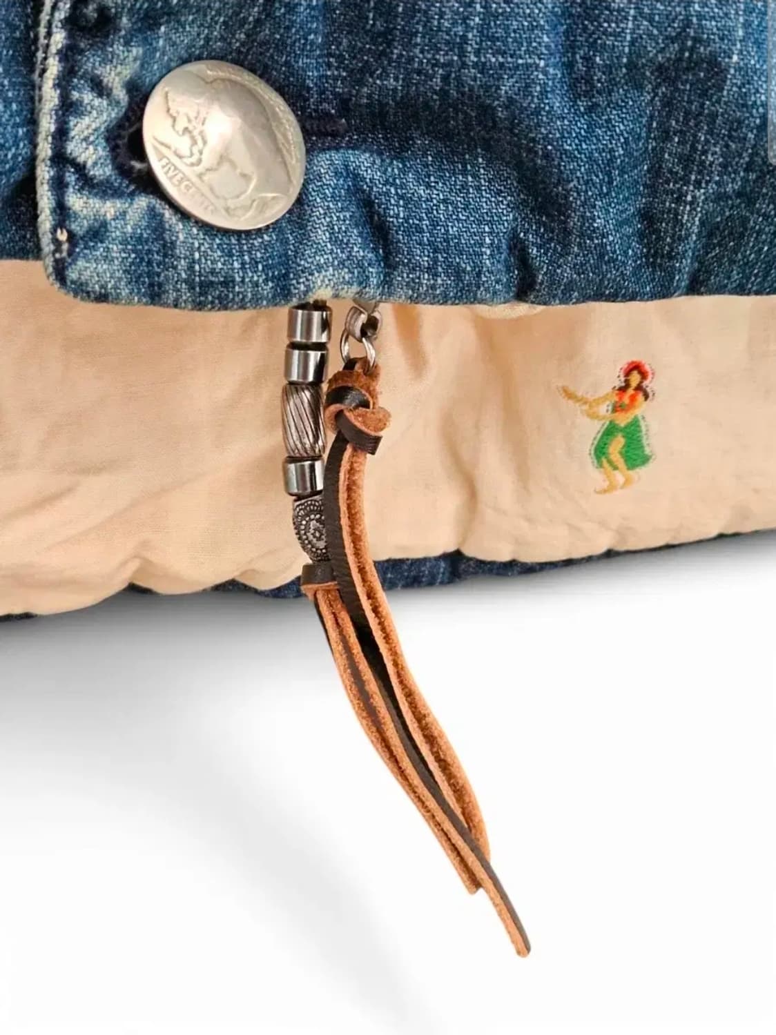 레미 릴리프 인디고블루 데님 가공 다운베스트 비즈빔 스타일 상품이미지8