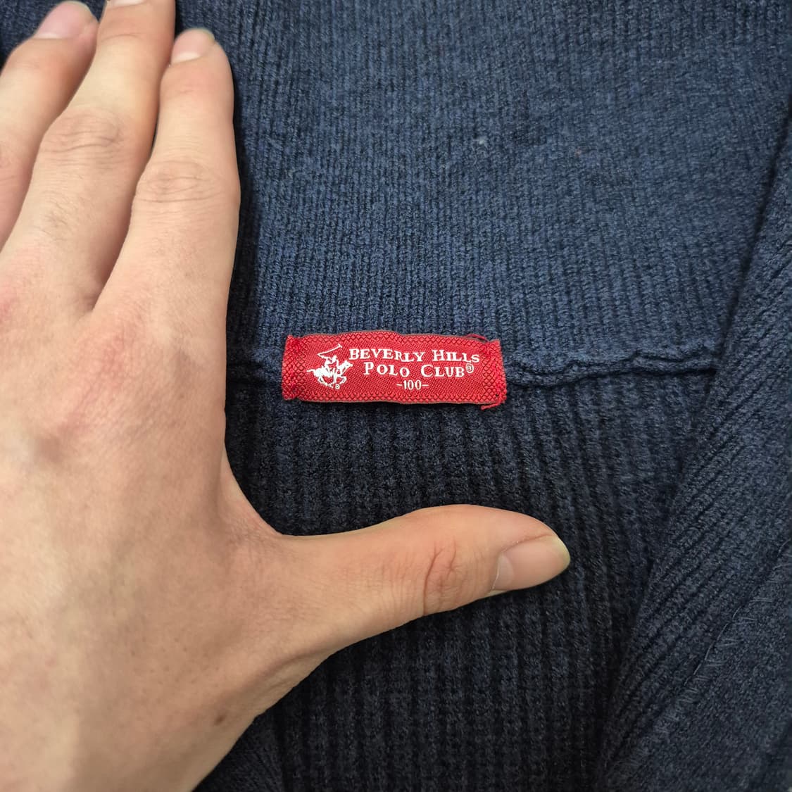 비버리힐즈폴로클럽 모직 하이넥 반집업 니트 상품이미지5