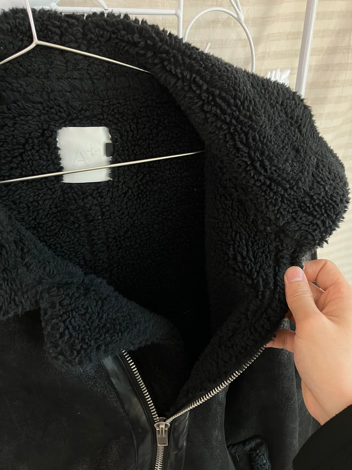 빈티지 블랙 기모 무스탕 y2k 스트릿 갸루 펑키 일본빈티지W-553  상품이미지3