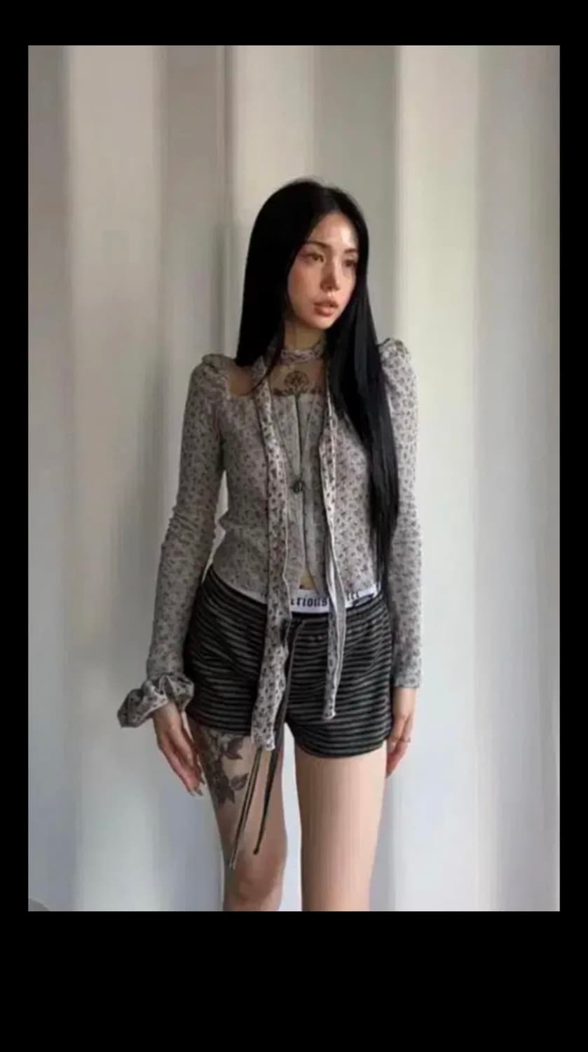 미스테리어스 호텔 플라워퍼프 가디건(+스카프세트) 상품이미지1