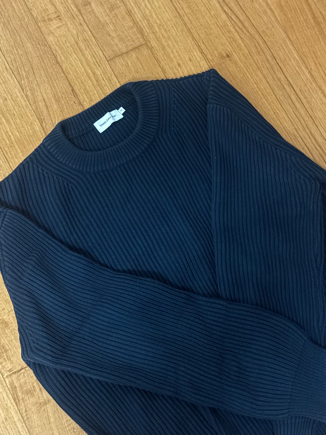스테디에브리웨어 크루넥 코튼 립 니크 다크네이비2 상품이미지4