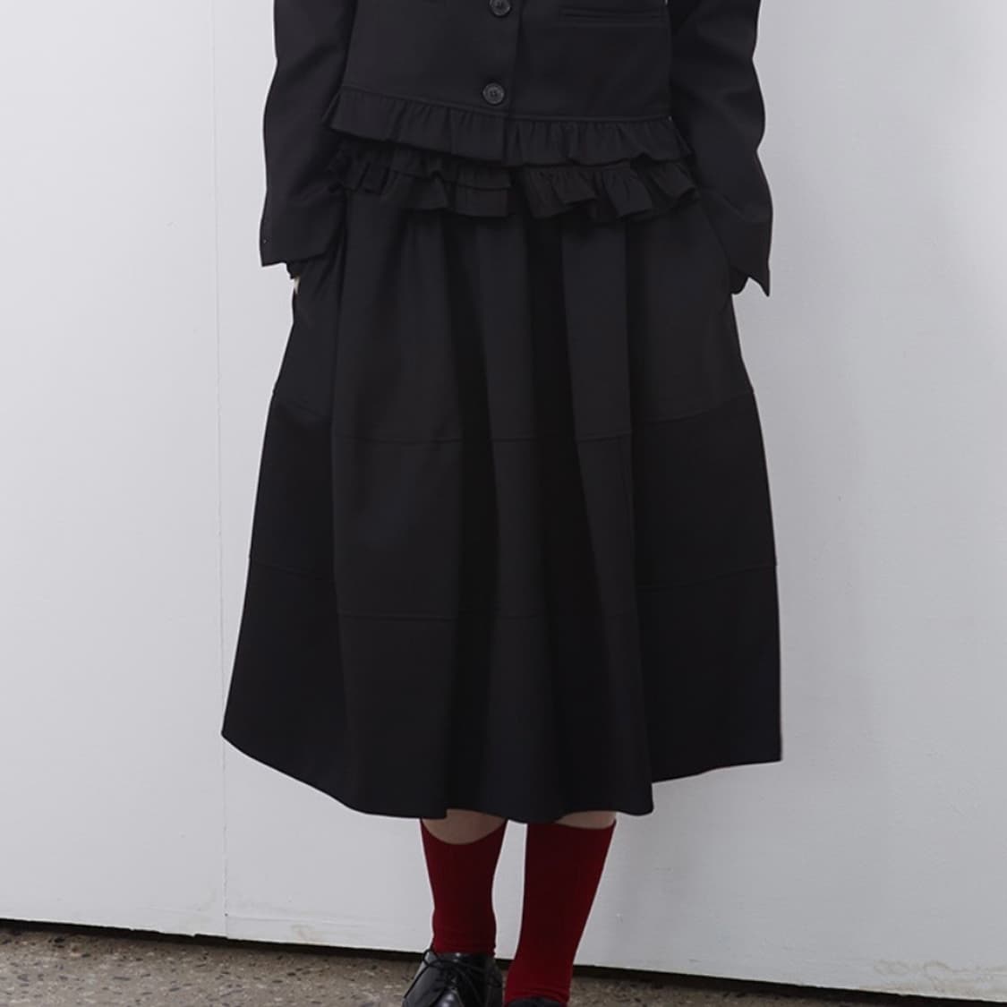 오헤시오 BALLOON BANDING MIDI SKIRT, BLACK 상품이미지1