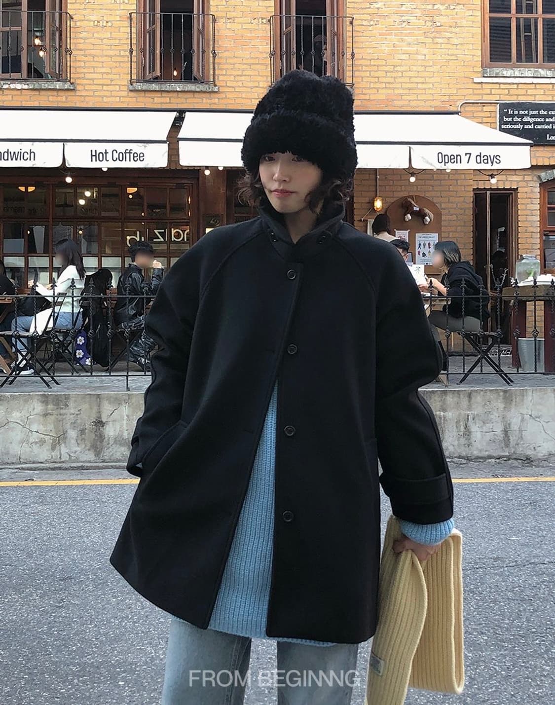 새거)프롬비기닝 헤더링 울 하프코트 발마칸 코트 미스치프 꼼데 코이세이오 상품이미지2