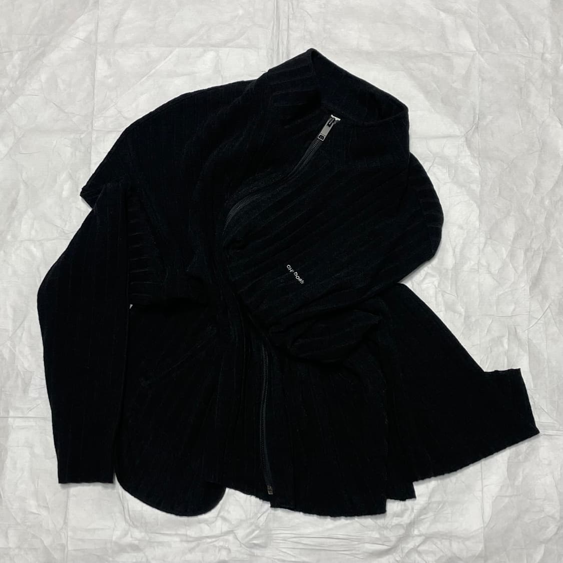 2) 친다운 언발란스 니트 집업 자켓 상품이미지1