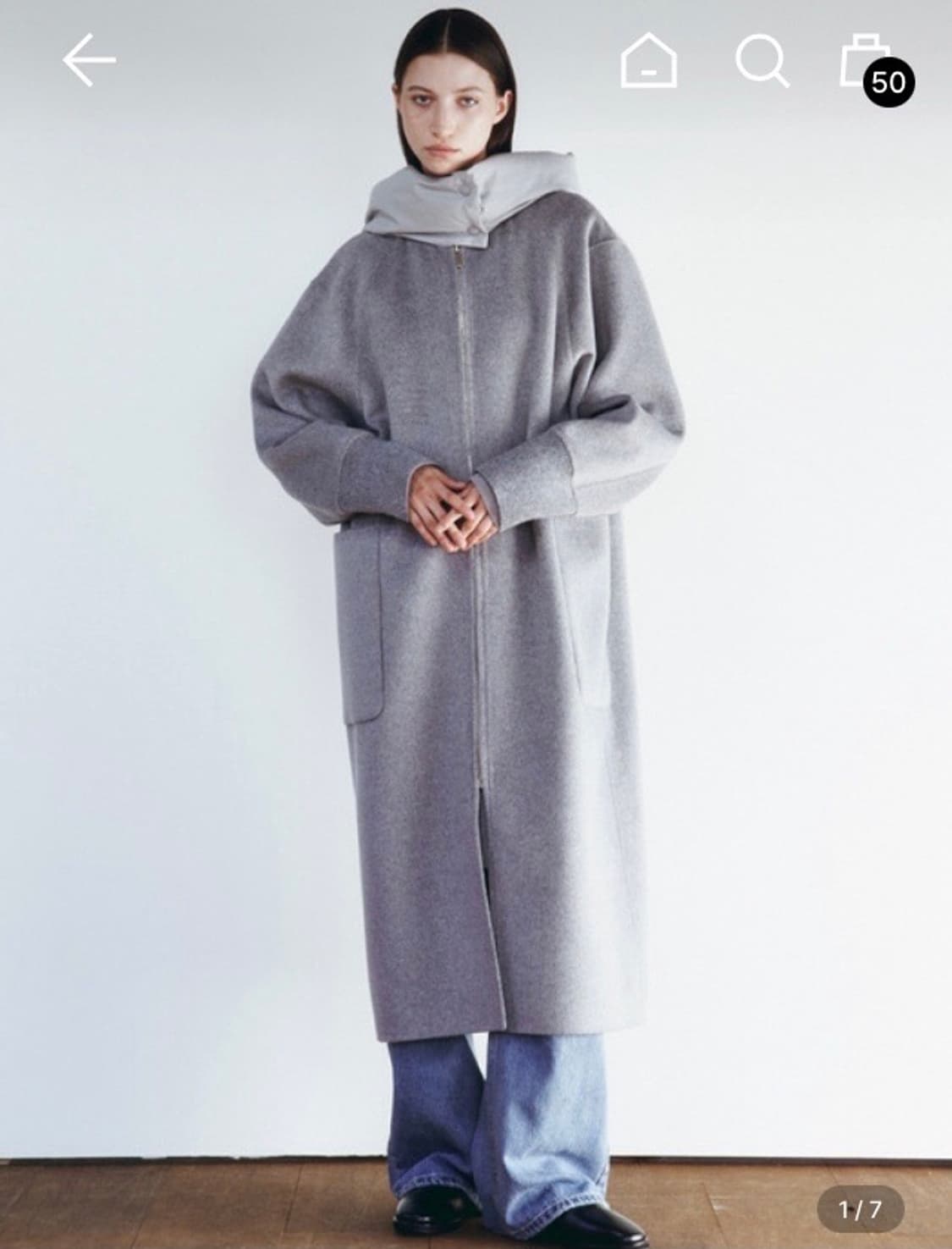 (새상품) 하시에 핸드메이드 캐시미어 코트 상품이미지4