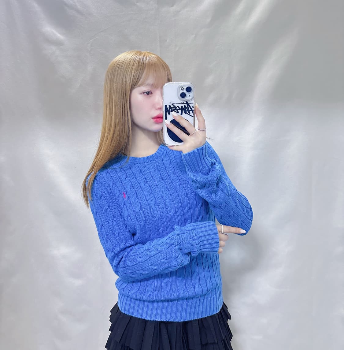 폴로 랄프로렌 블루 포니 꽈배기 니트  상품이미지1