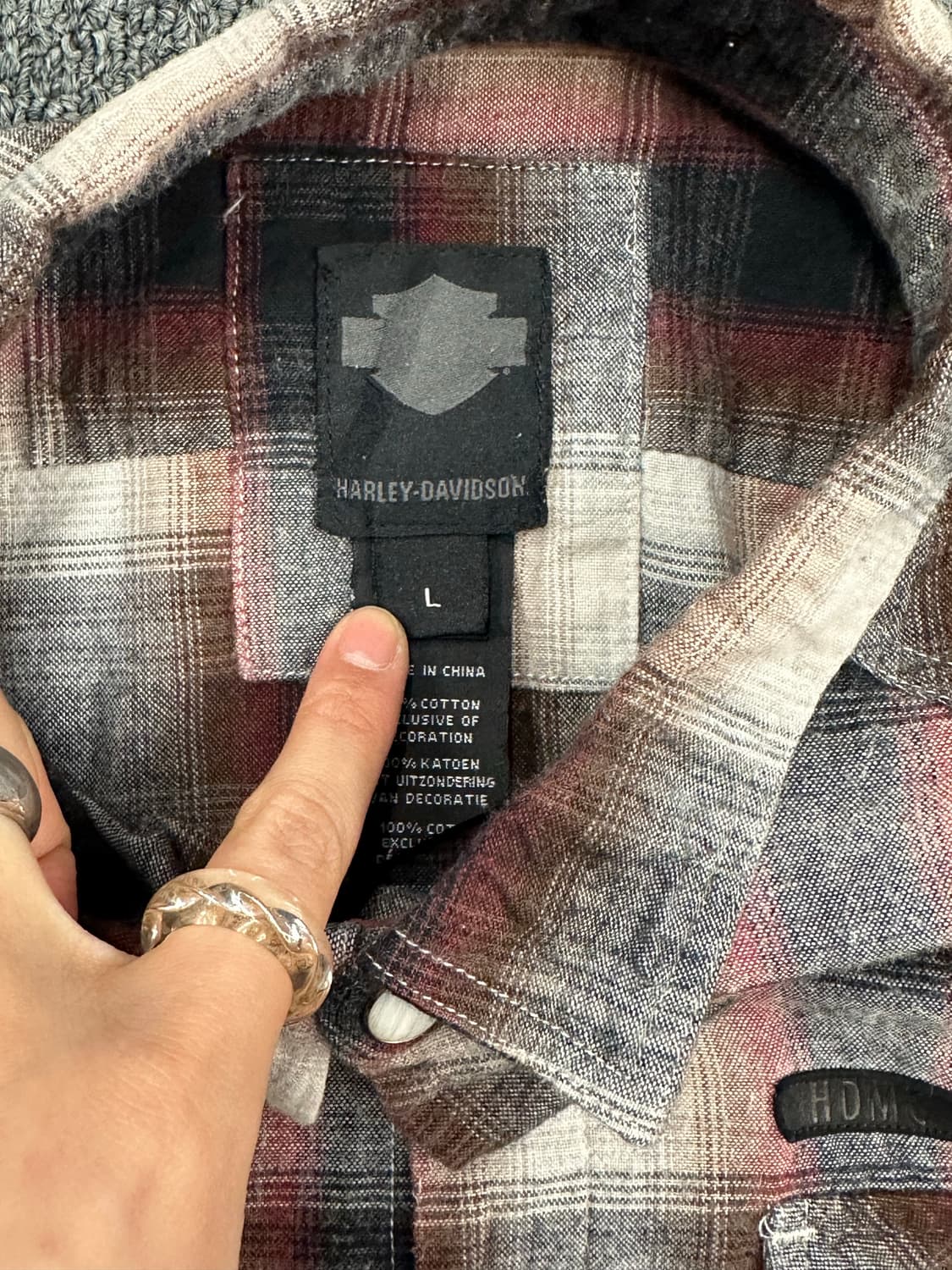L)할리데이비슨 vintage 여성 체크 웨스턴 긴팔셔츠 상품이미지4