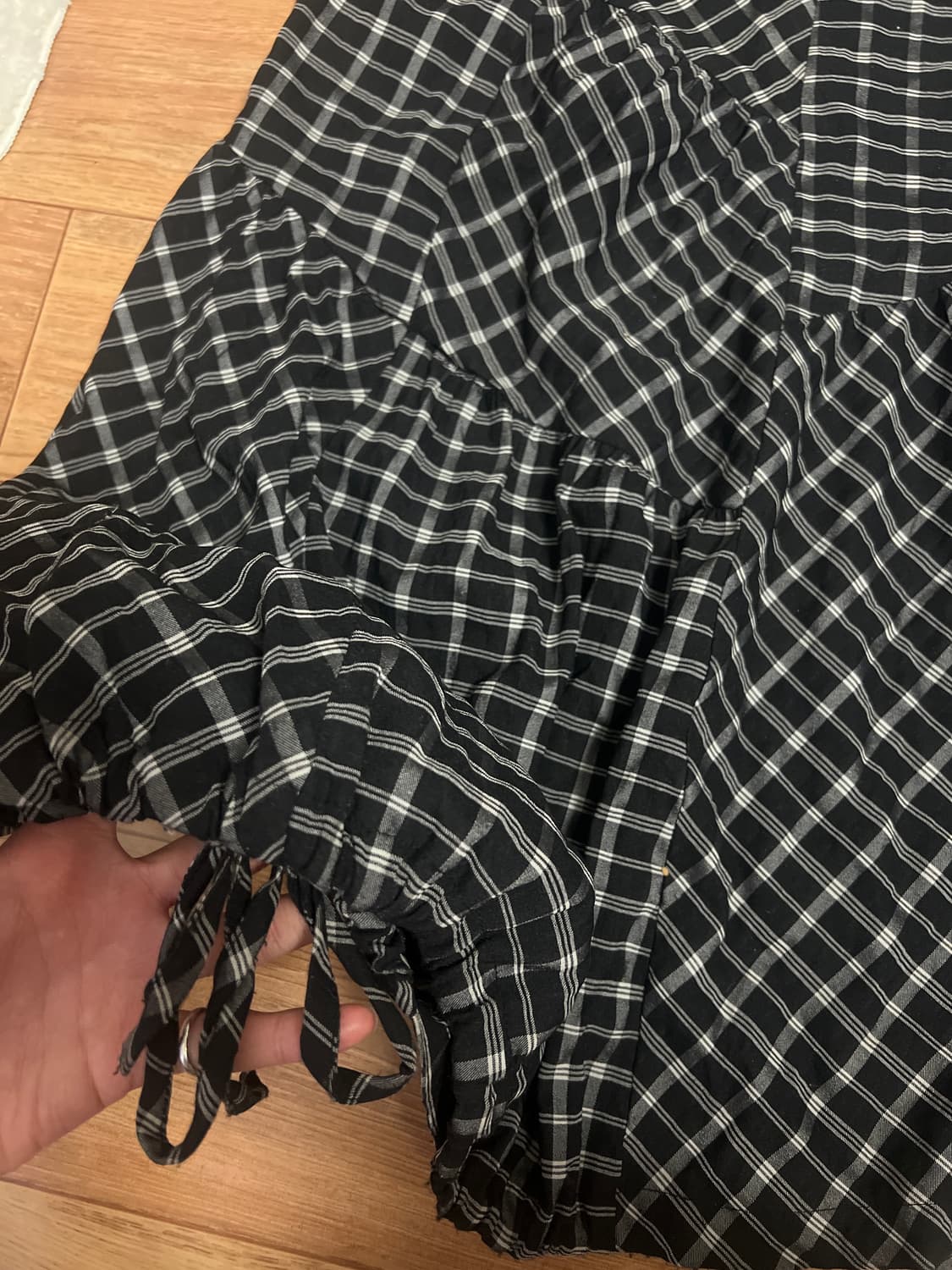 체크 패치워크 스커트 상품이미지2