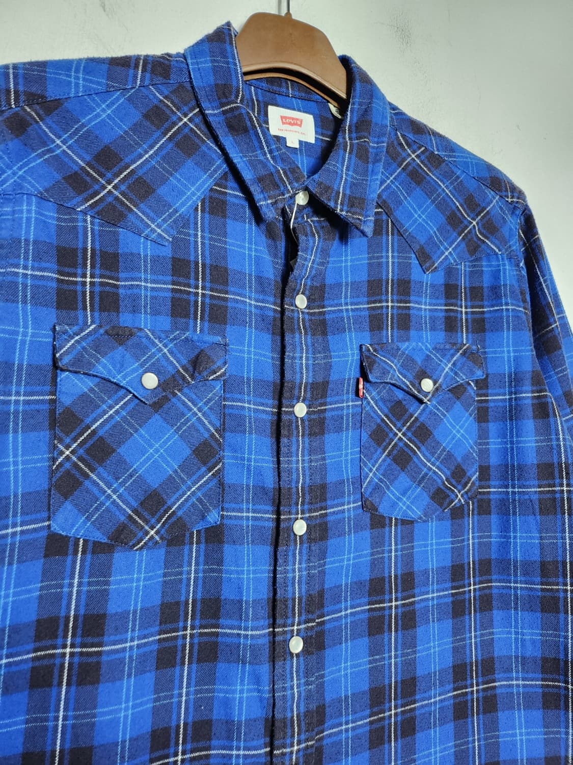 L 리바이스 블루 체크 플란넬 웨스턴 셔츠 상품이미지2
