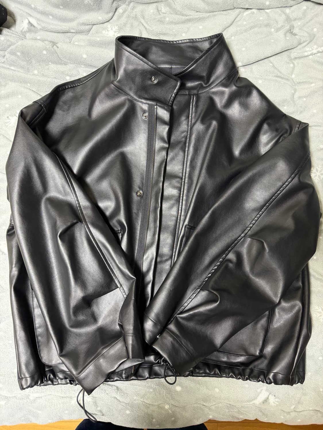 레더 점퍼 라이더자켓 가죽자켓 싱글 겨울 가을 루즈핏 상품이미지4