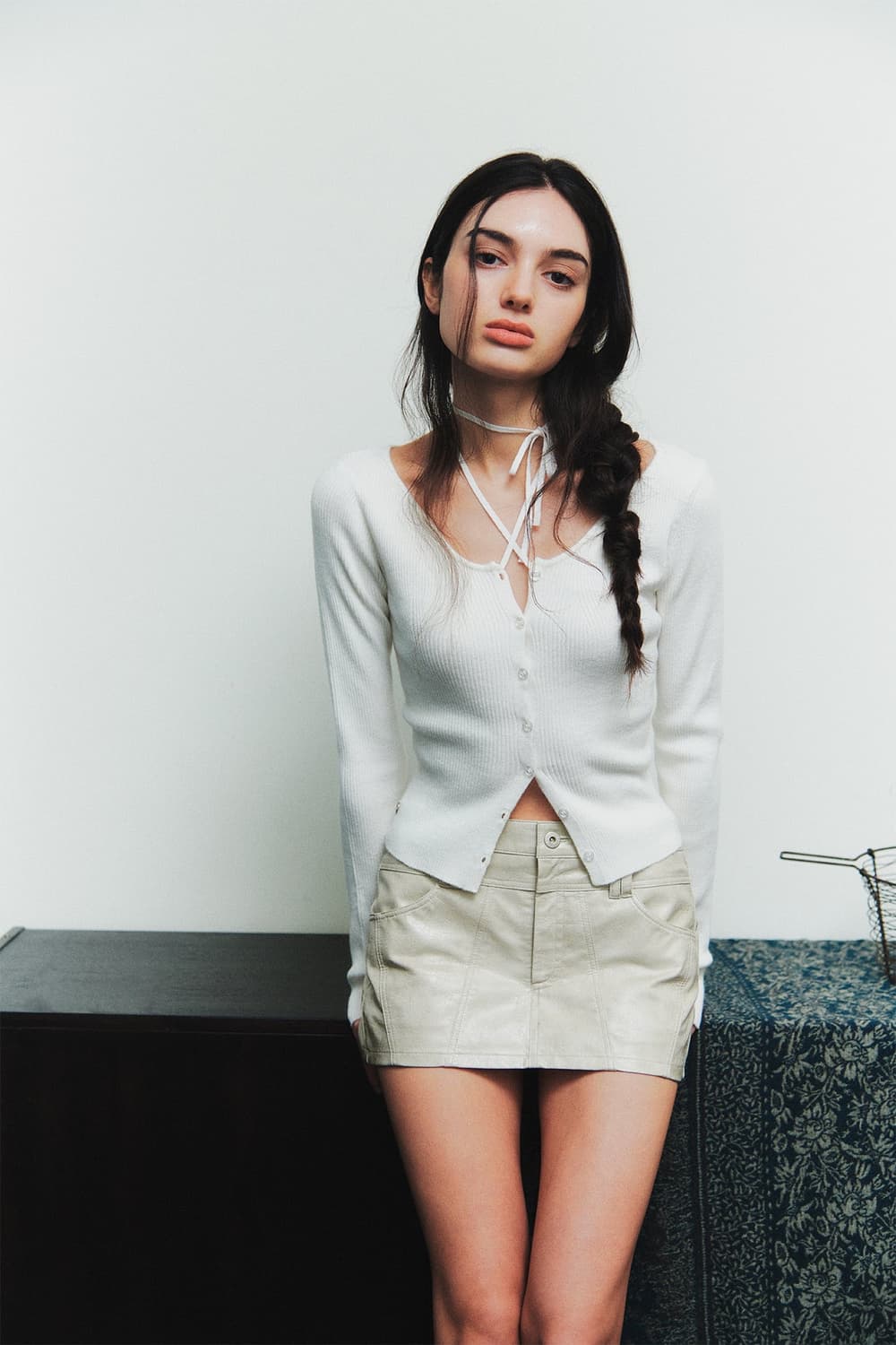  페인오어플레져 레더스커트 베이지CIELO MINI SKIRT beige 상품이미지1